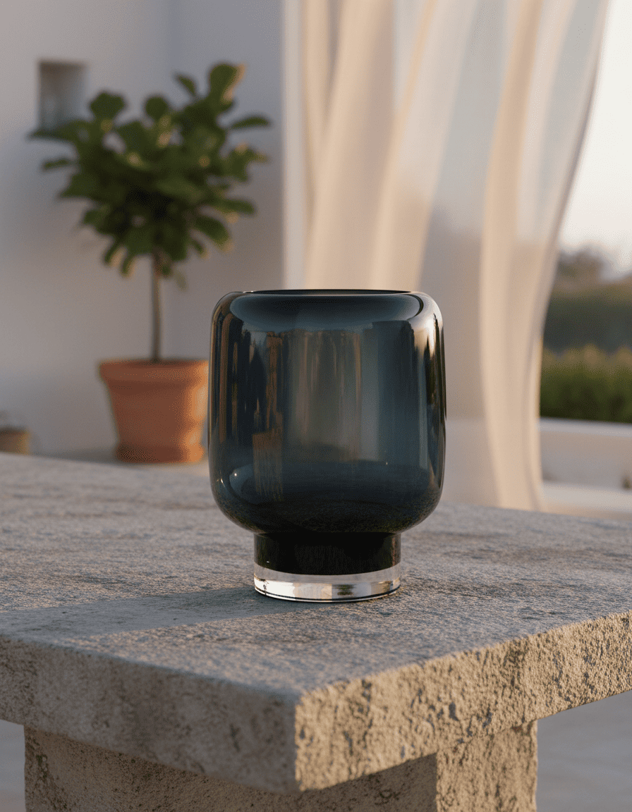 ANKASCHU | Glasvase „Zadar“ | Klarglas 9 mm – Tintenblau