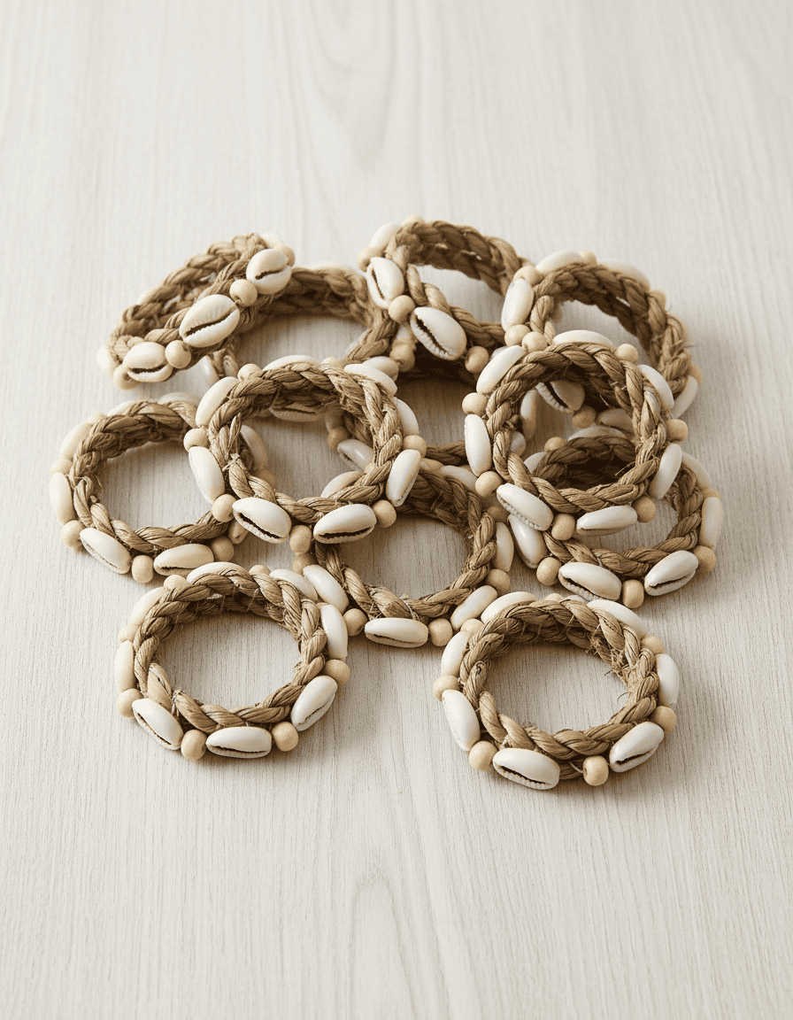 ANKASCHU | Seegras & Muschel | Serviettenring „Coast“ – Natur