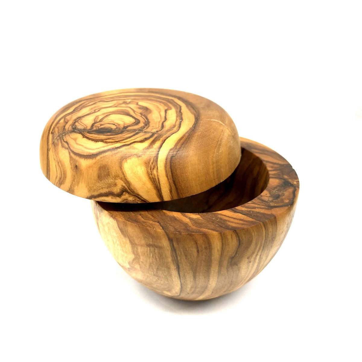 Salzdose aus Olivenholz – mit Deckel & Salzschippchen