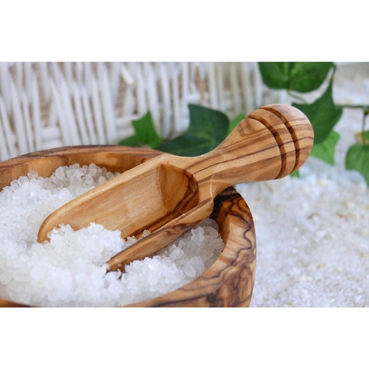 Salzdose aus Olivenholz – mit Deckel & Salzschippchen