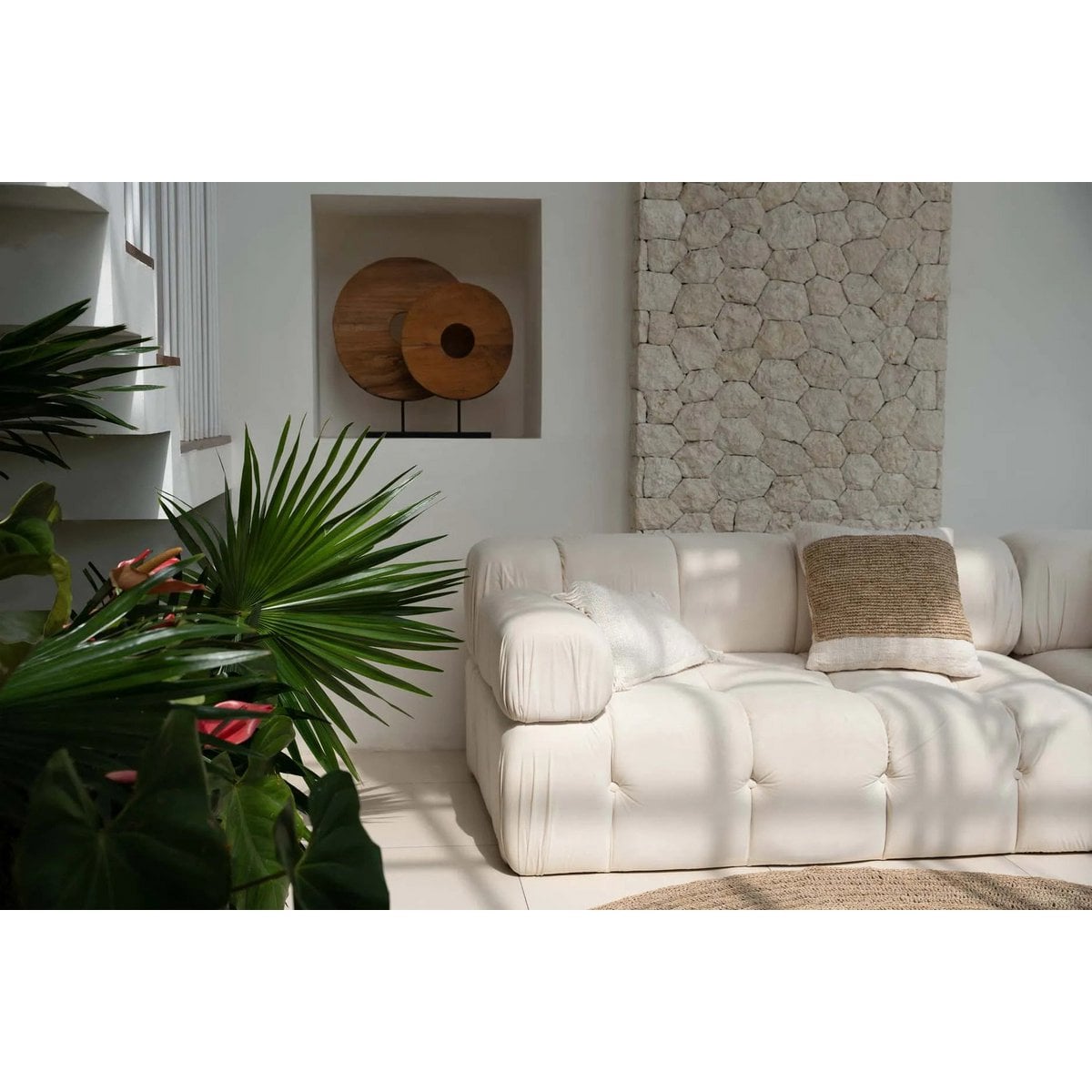 Raffia-Stempel-Kissenbezug – Natur