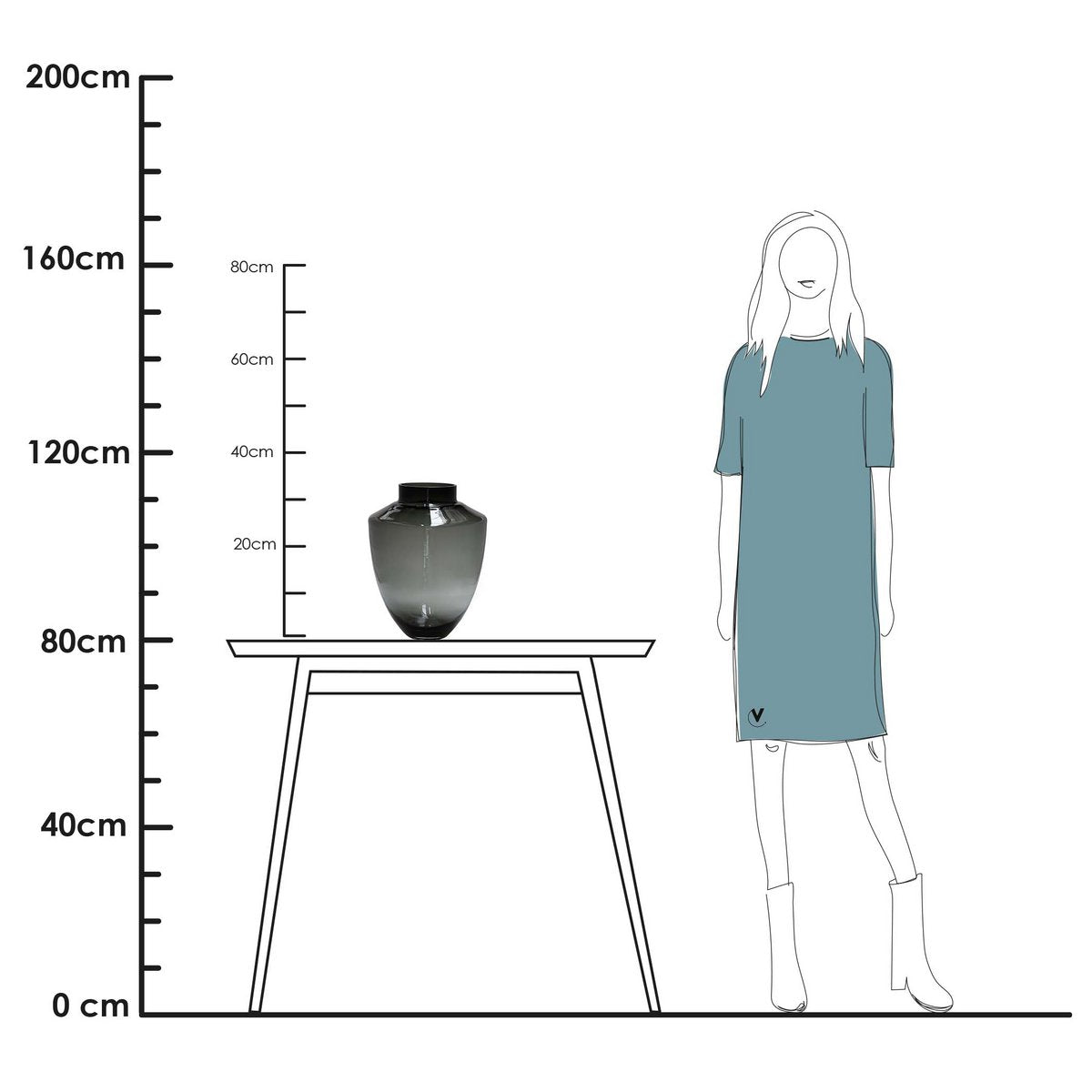 Vase „Tugela“ – Grau, mundgeblasenes Glas