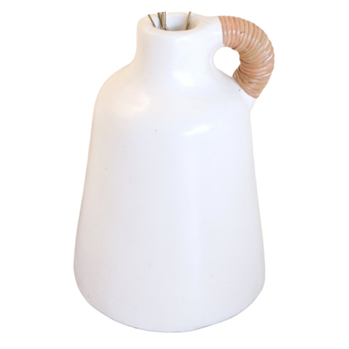 Sana – Kleine Tonvase mit Rattangriff
