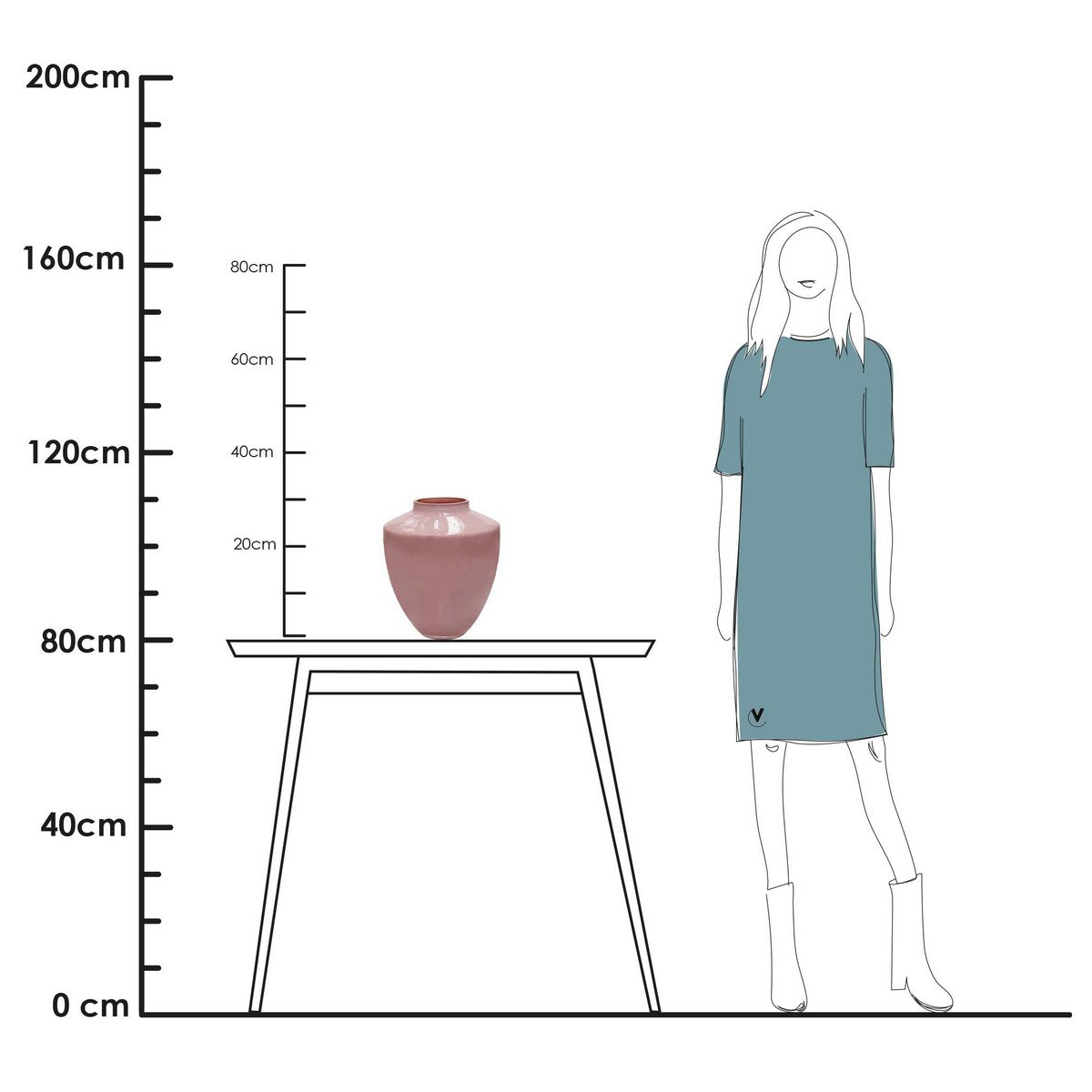 Vase „Tugela“ – Pastellrosa, mundgeblasenes Glas