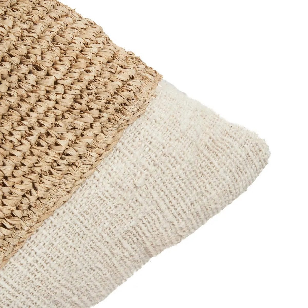 Raffia-Stempel-Kissenbezug – Natur
