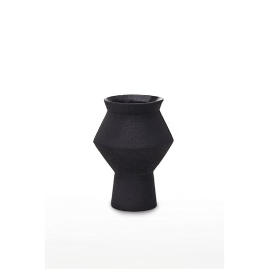 Cuzco 20ZW – Gezackte Keramikvase in Schwarz