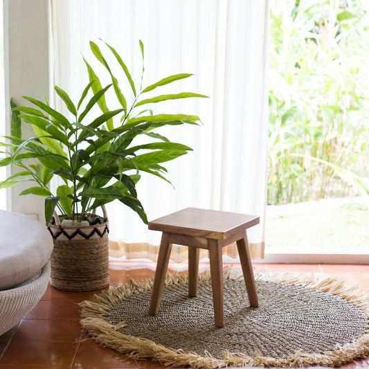 Dasa – Runder Seegras-Teppich mit Fransen