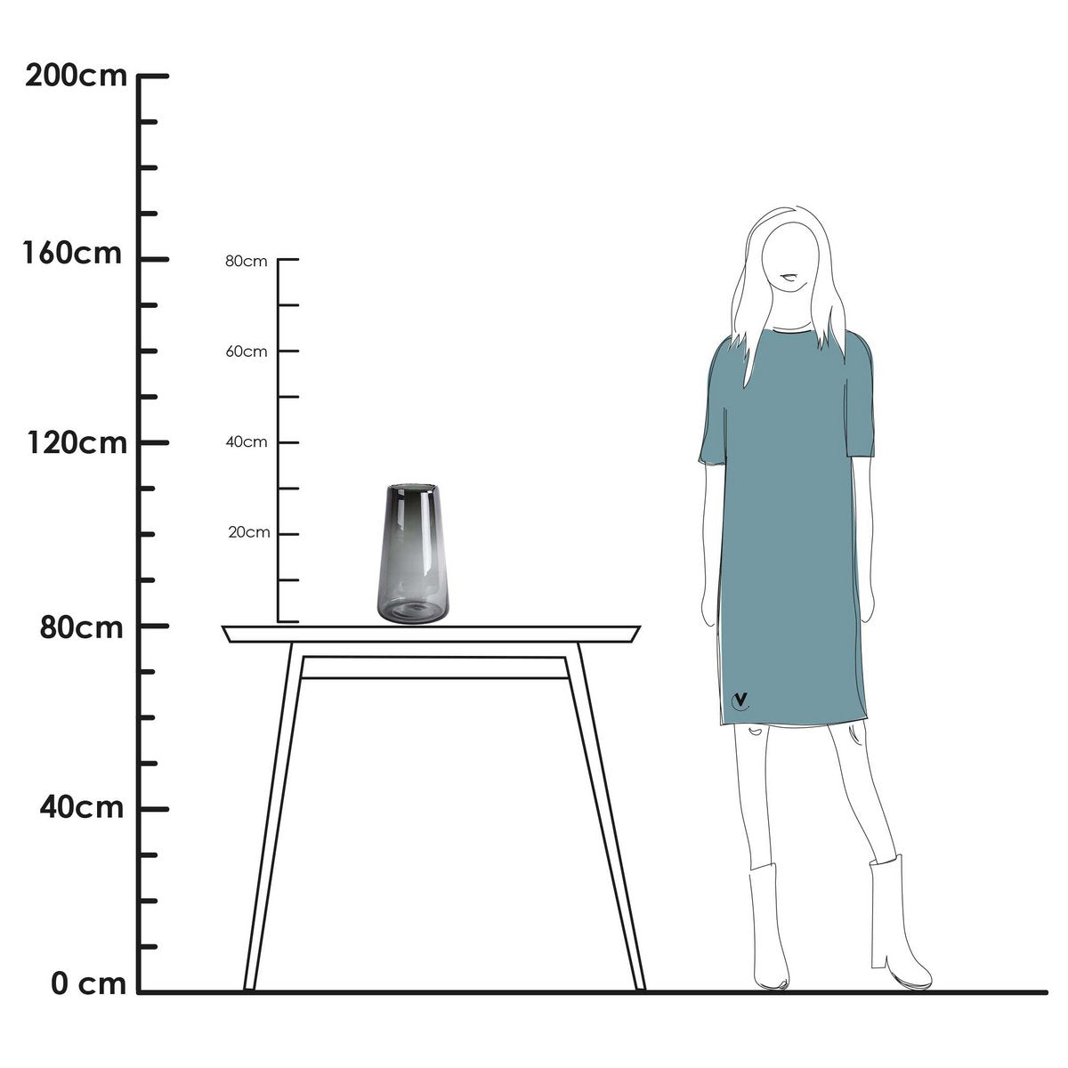 Vase „Geheimer Schrei“ – Rauchgraues Glas mit klarer Silhouette