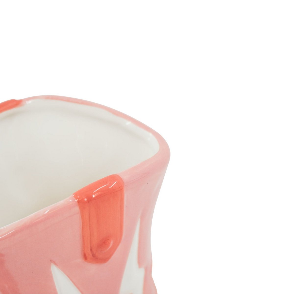 Stiefelvase Disco Hat Pink / Orange – Keramikvase in Stiefelform mit Hutdetail