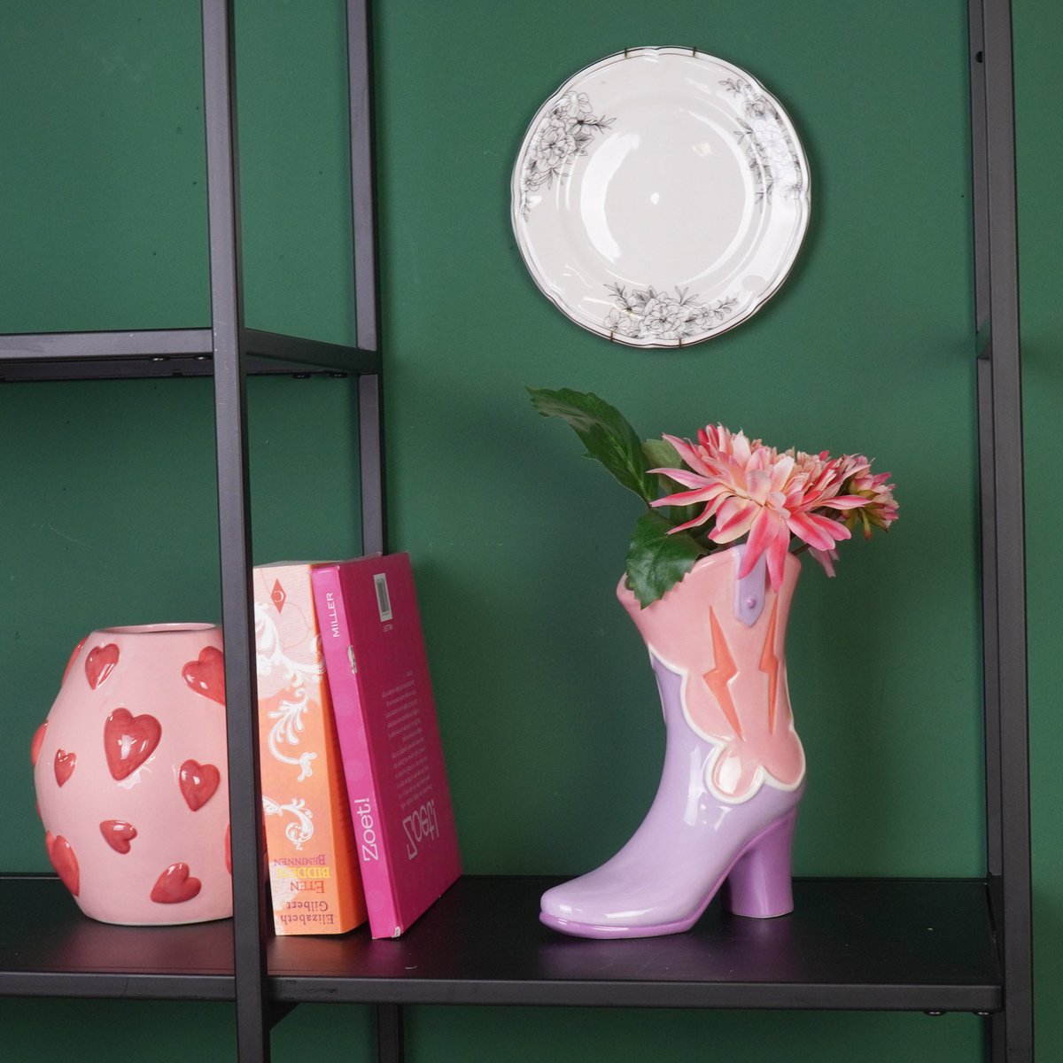 Startvase Pink / Lilac – Keramikvase in Stiefelform