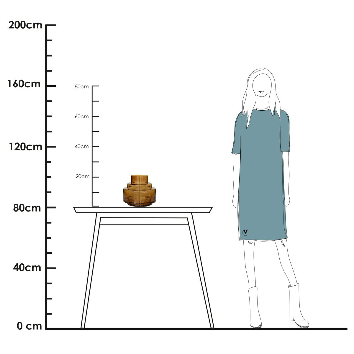 Vase „Cognac“ – Mundgeblasenes Glas in warmem Bernsteinton