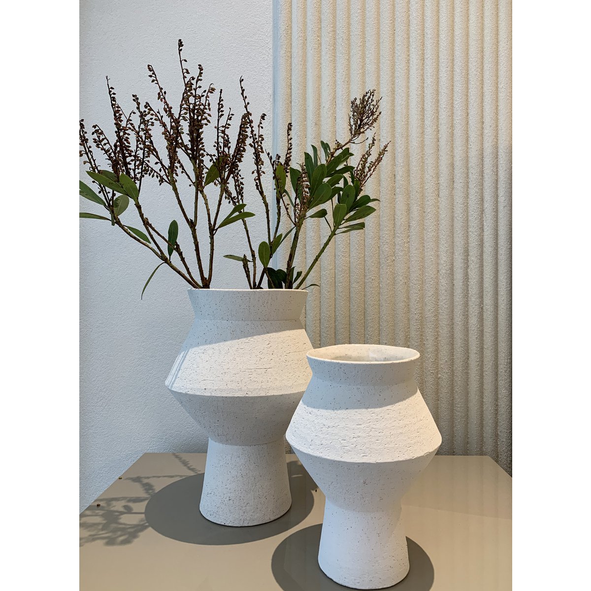 Cuzco 20 Weiß – Keramikvase mit strukturierter Oberfläche