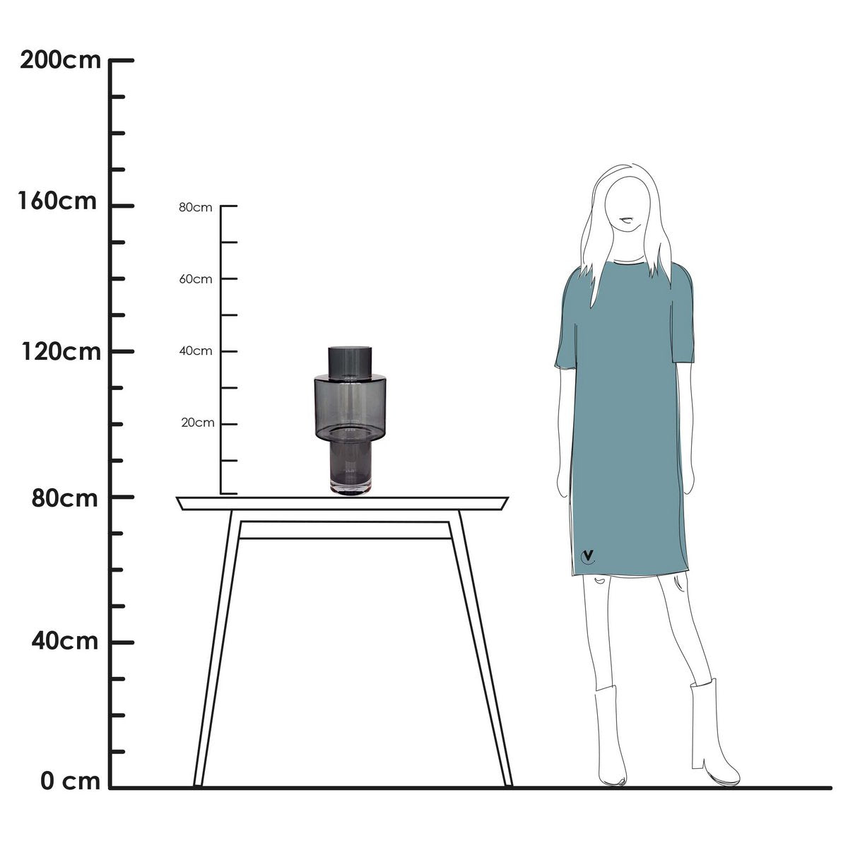 Vase „Juba“ – Graues, mundgeblasenes Glas mit ruhiger Präsenz