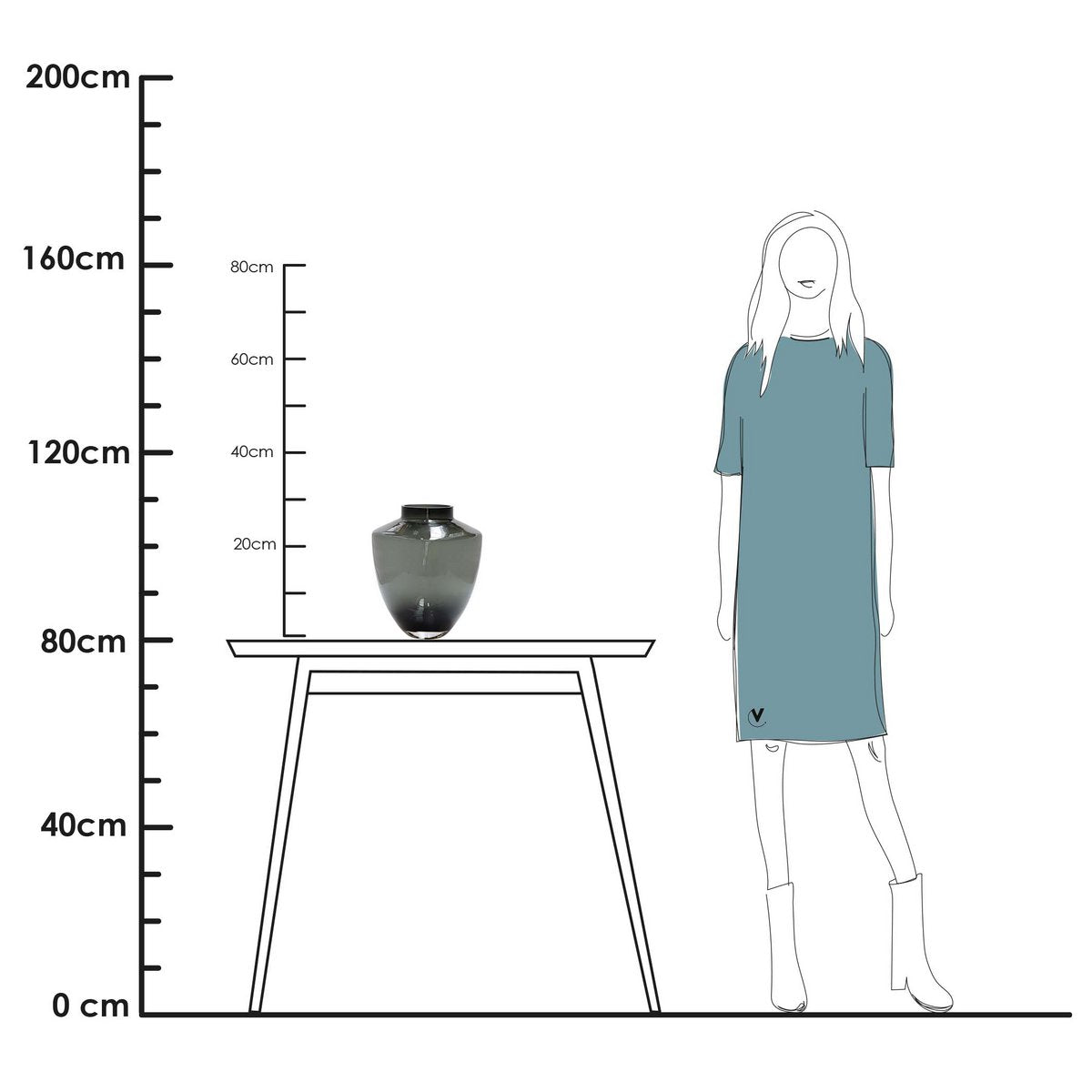 Vase „Tugela“ – Grau, mundgeblasenes Glas