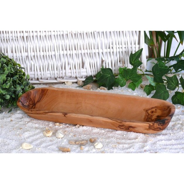 Baguette- & Olivenschale aus Olivenholz – ca. 30 cm