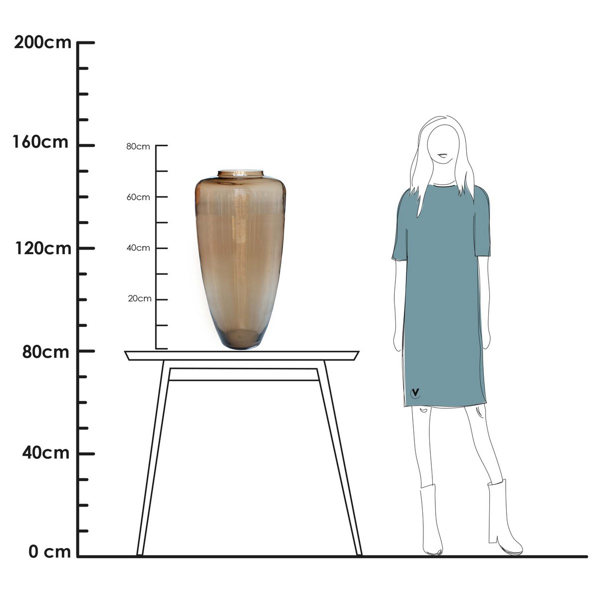 Vase „Kongo Taupe“ – Hohe Glasvase mit ruhiger Präsenz