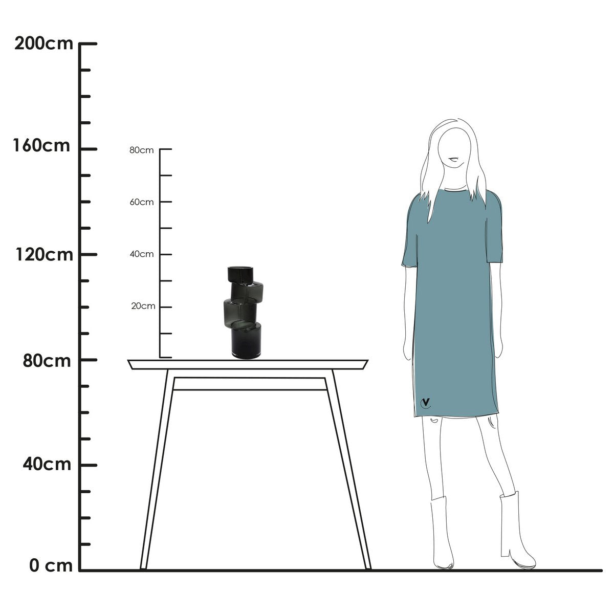 Vase „Bandon“ – Grau, mundgeblasenes Glas