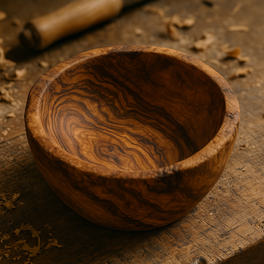 Olivenholz-Schale „TERRA“ – Allzweck-Schale, handgefertigt (Ø ca. 14 cm)