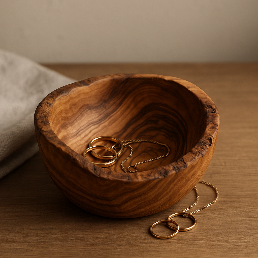 Olivenholz-Schale „TERRA“ – Allzweck-Schale, handgefertigt (Ø ca. 14 cm)