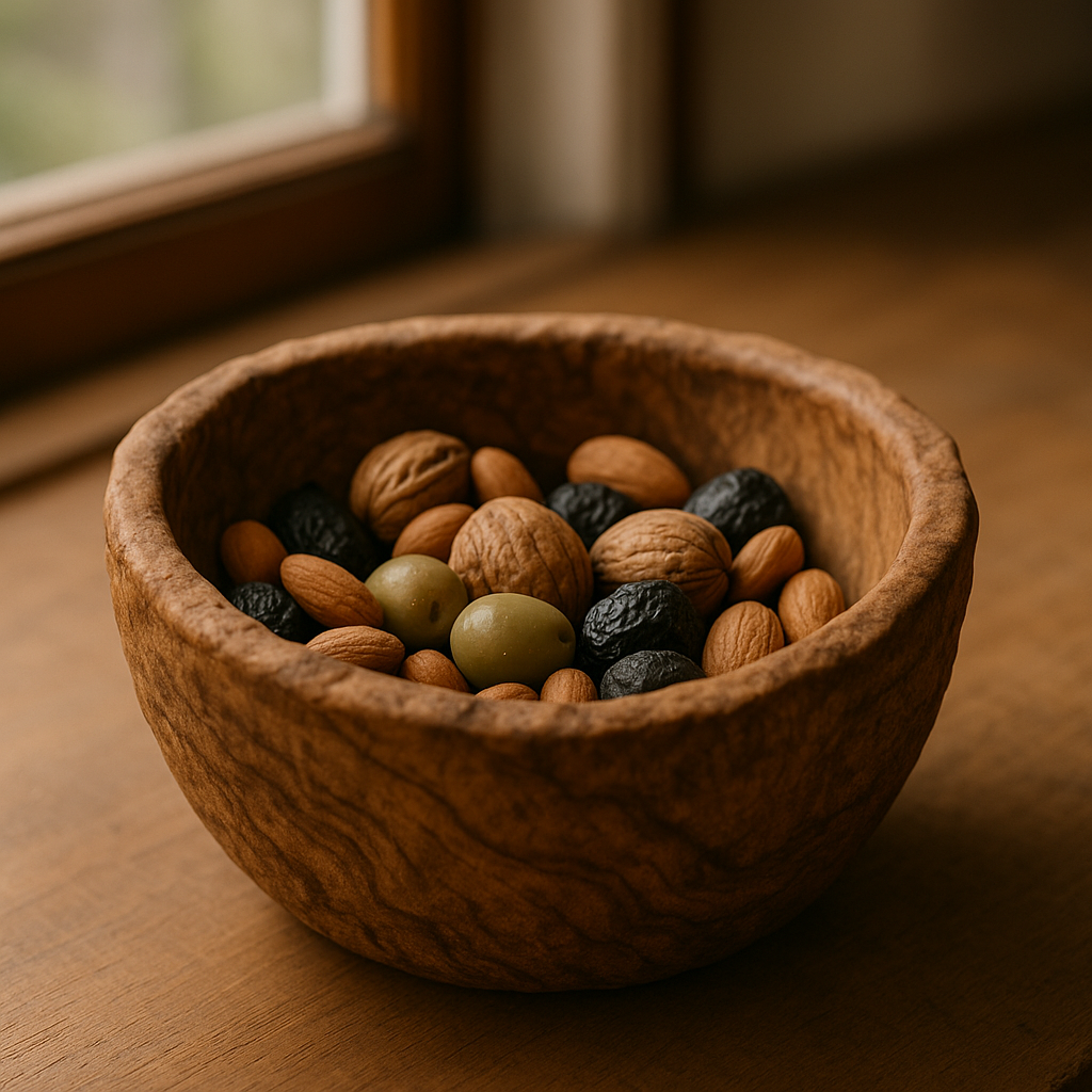 Olivenholz-Schale „TERRA“ – Allzweck-Schale, handgefertigt (Ø ca. 14 cm)