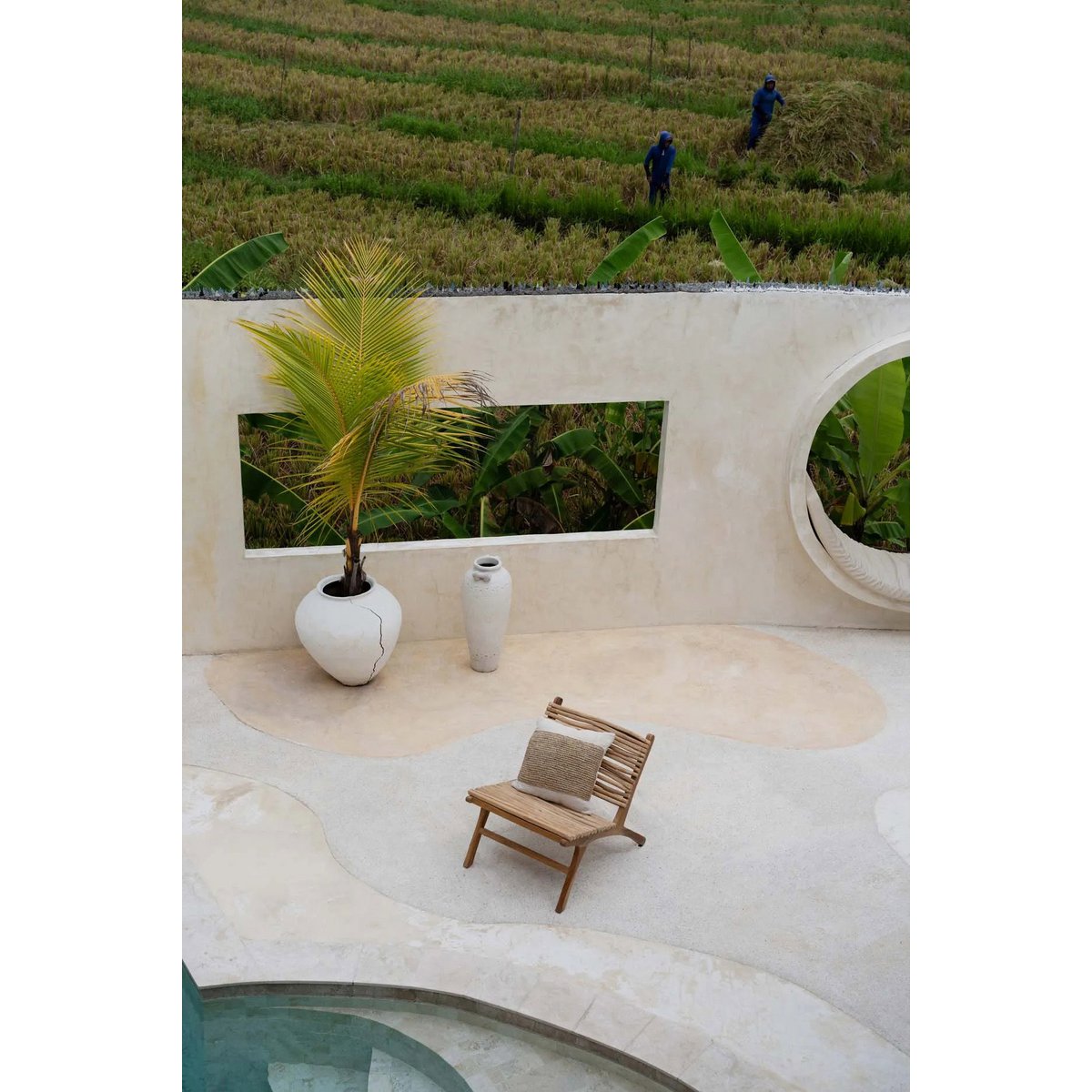 Raffia-Stempel-Kissenbezug – Natur