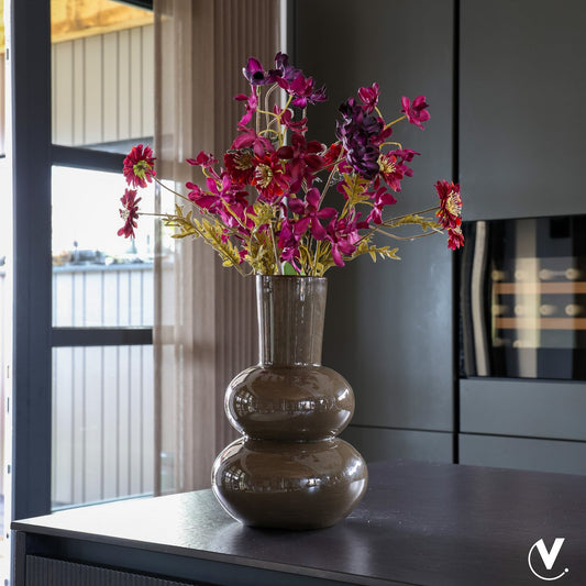 Waschung Lindy Elite Dunkelbraun – Glasvase mit tiefer Farbwirkung und strukturierter Oberfläche