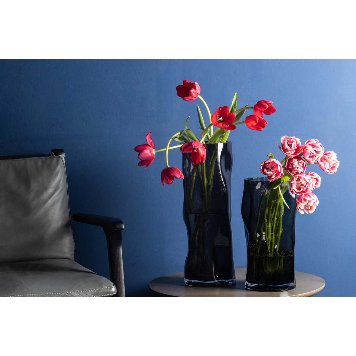 ABU40GR – zylindrische Glasvase mit organischer Holzstruktur