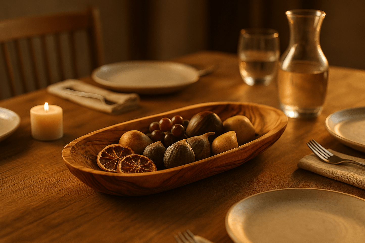 Olivenholz-Schale „TERRA“ – Allzweck-Schale, handgefertigt (ca. 30–33 cm)