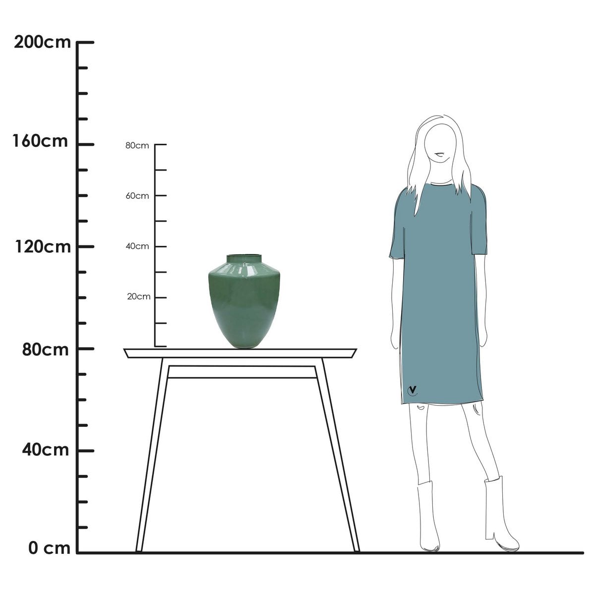 Vase „Tugela“ – Pastellgrün, mundgeblasenes Glas