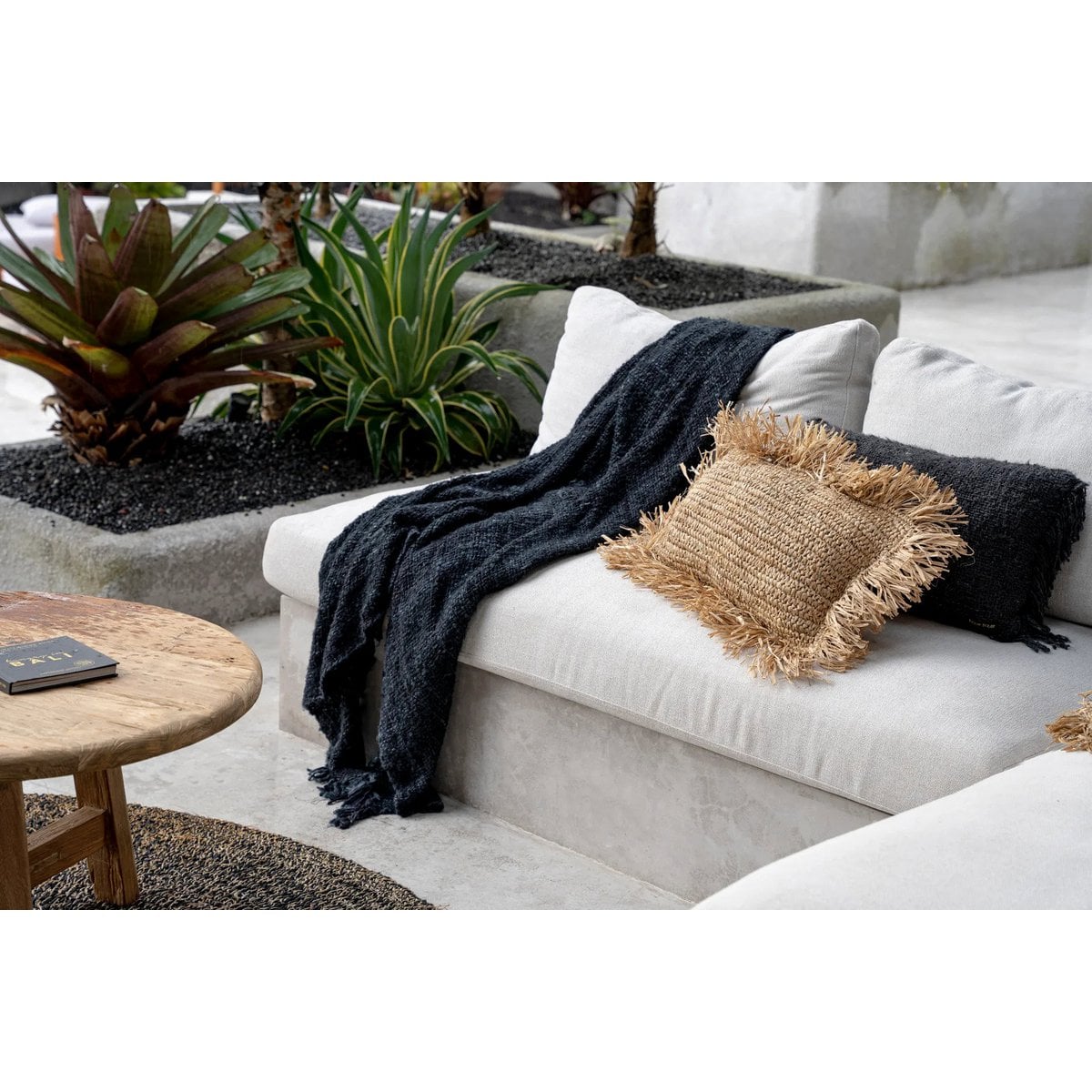 Raffia-Kissenbezug – Rechteckig, Natur (30 × 50 cm)