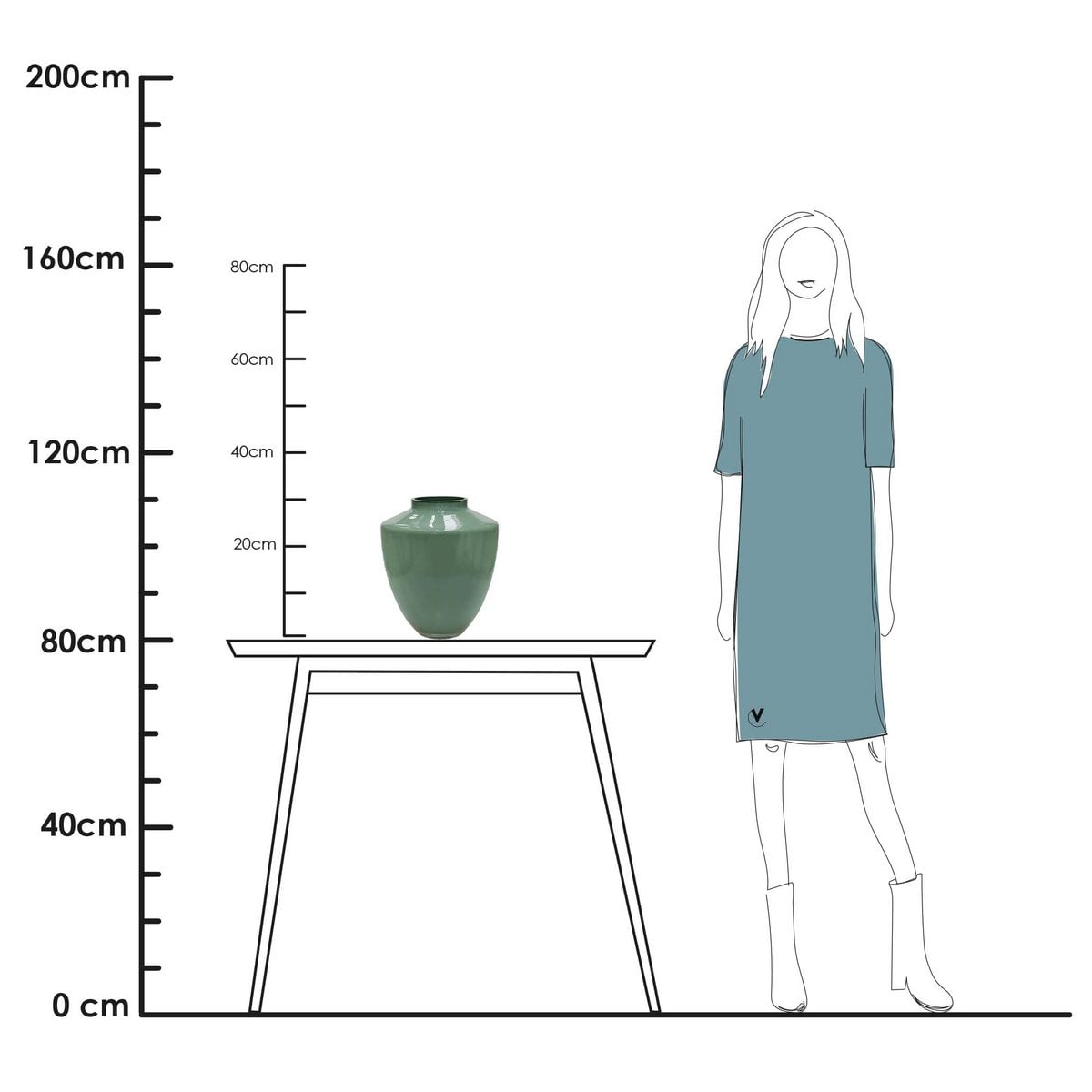 Vase „Tugela“ – Pastellgrün, mundgeblasenes Glas