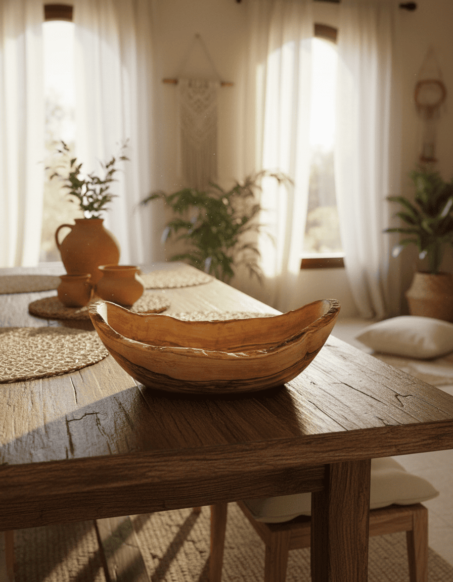 ANKASCHU | Olivenholz | Obstschale – Oval, rustikaler Rand (25–29 cm)