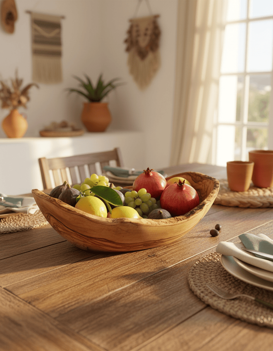 ANKASCHU | Olivenholz | Obstschale – Oval, rustikaler Rand (25–29 cm)