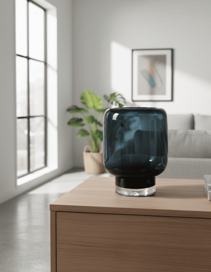 ANKASCHU | Glasvase „Zadar“ | Klarglas 9 mm – Tintenblau