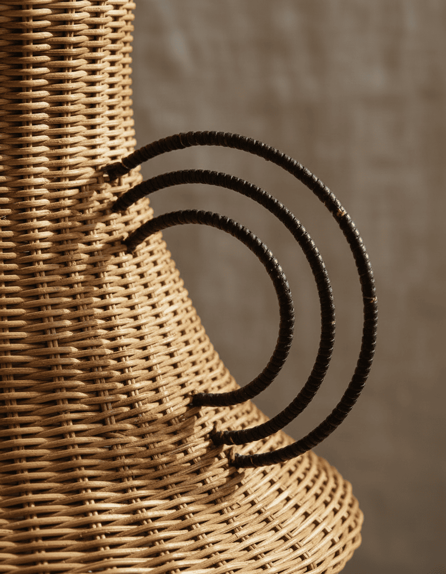 ANKASCHU | Rattan & Eisen | Dekorative Vase „Fabiola“ – Hellbraun