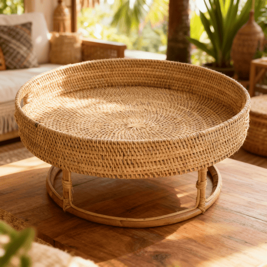 ANKASCHU | Rattan | Tablett „Rise“ – Naturbraun