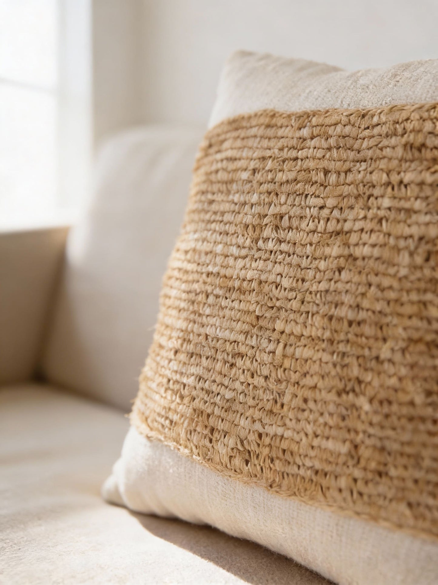 ANKASCHU | Raffia | Kissenbezug „Stempel“ – Natur