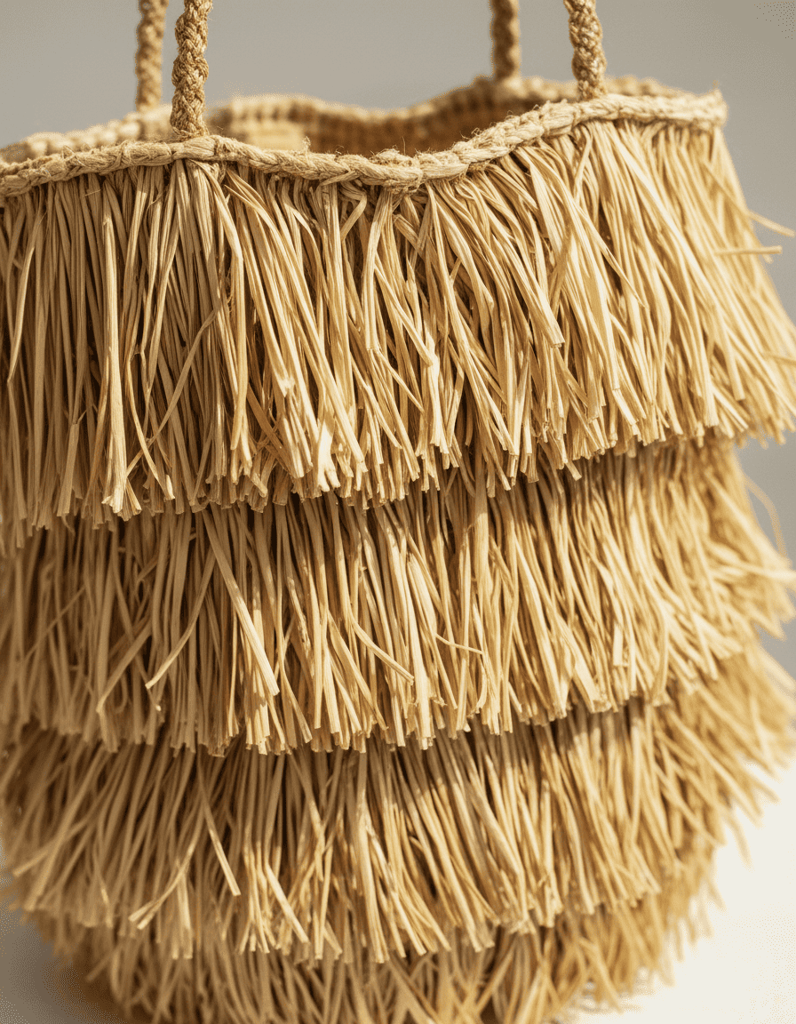 ANKASCHU | Raffia | Tote Bag „Bahamas“ – Natur mit Fransen