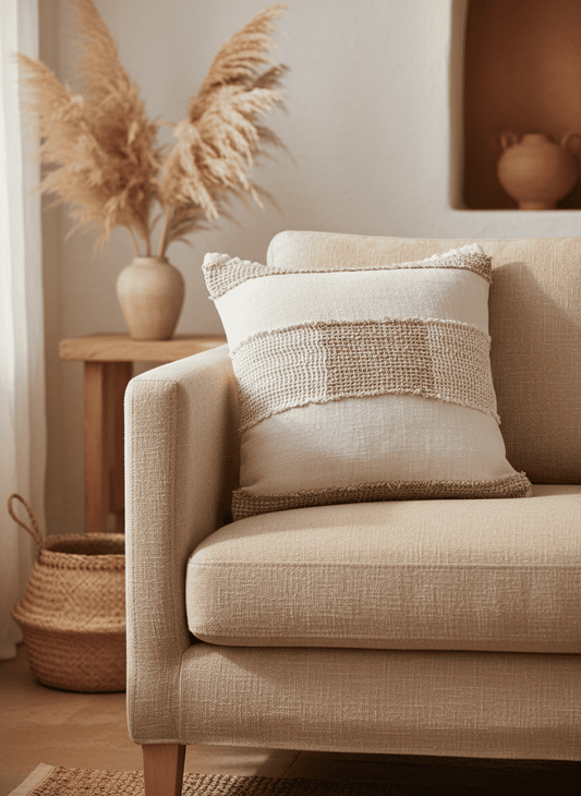 ANKASCHU | Leinen | Kissenbezug „Linen Threads“ – Weiß-Natur