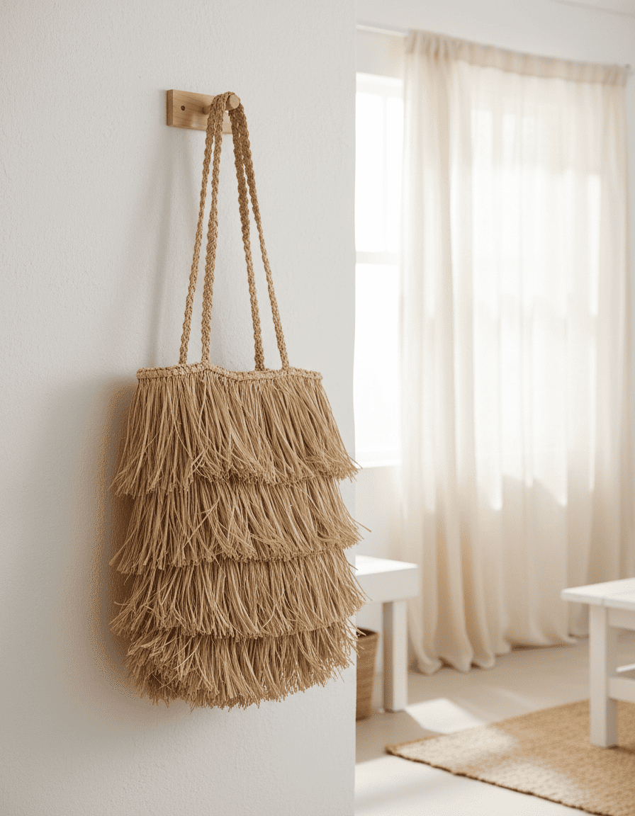 ANKASCHU | Raffia | Tote Bag „Bahamas“ – Natur mit Fransen