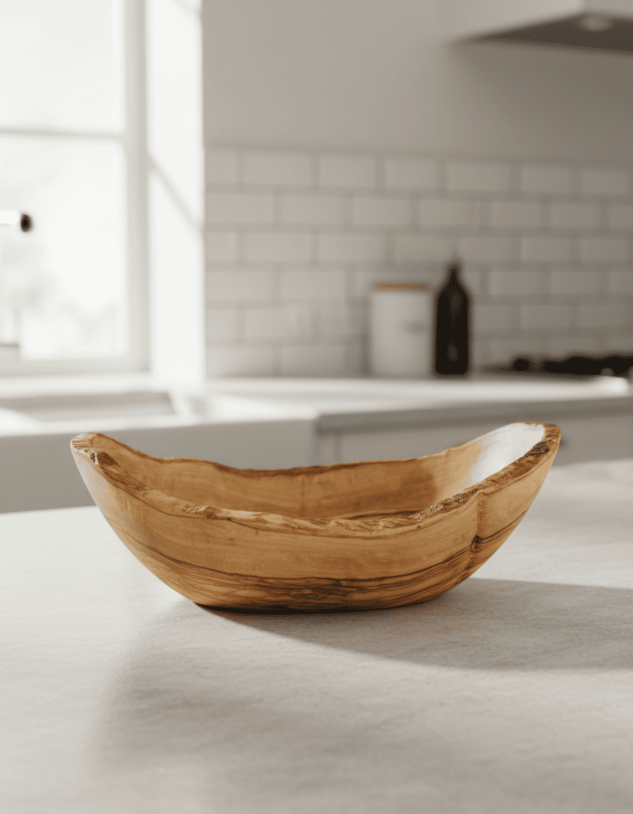 ANKASCHU | Olivenholz | Obstschale – Oval, rustikaler Rand (25–29 cm)