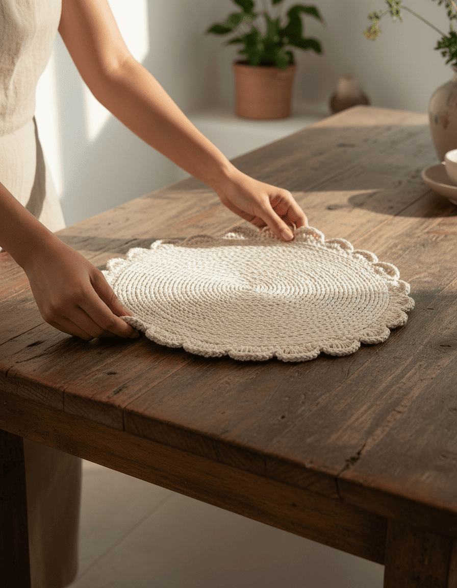 ANKASCHU | Makramee | Tischset „Hochzeit“ – Natur