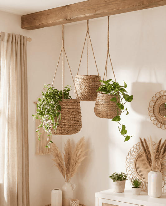 Hängetöpfe „Avalon“ – Boho-Set aus Seegras (3er-Set)