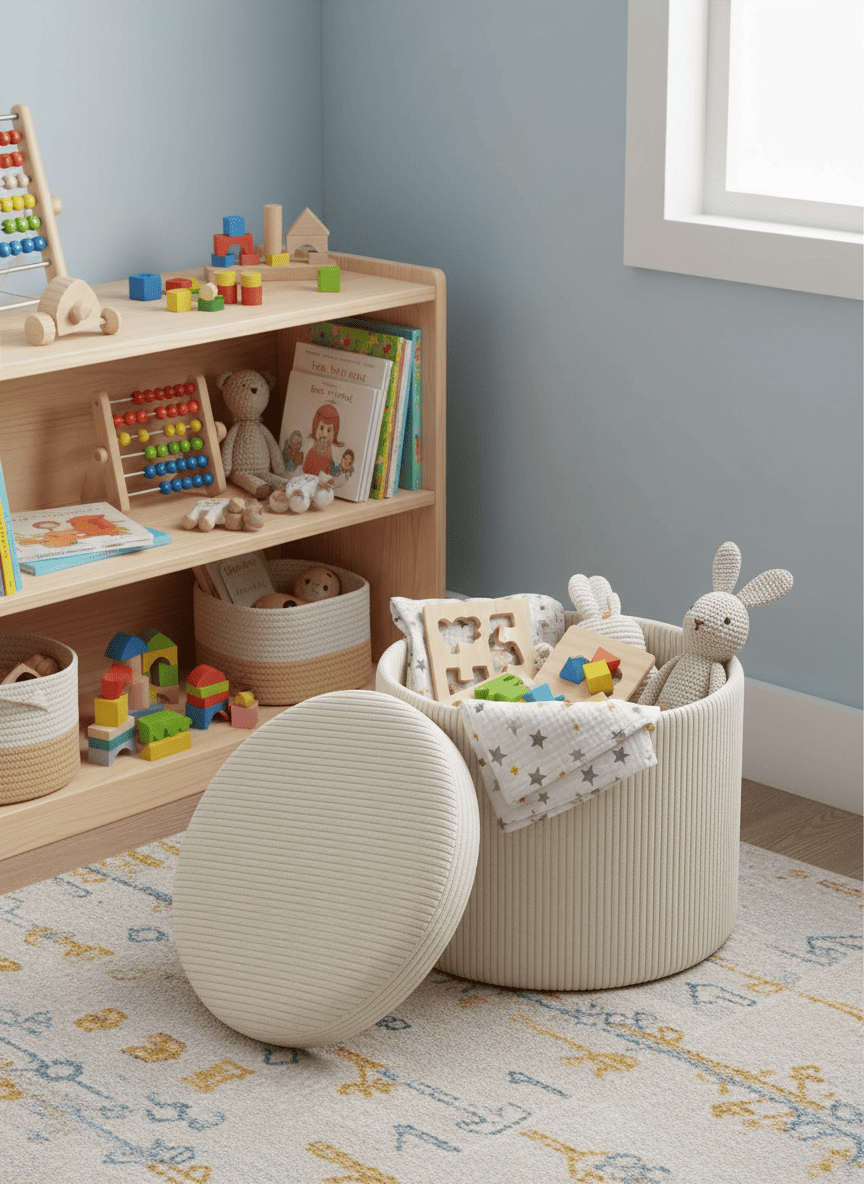 ANKASCHU | Textil | Pouf mit Stauraum – Creme