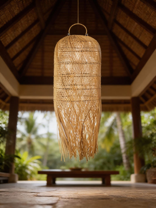 ANKASCHU | Naturfasern | Hängeleuchte „Tintenfisch“ – Natur, Größe M