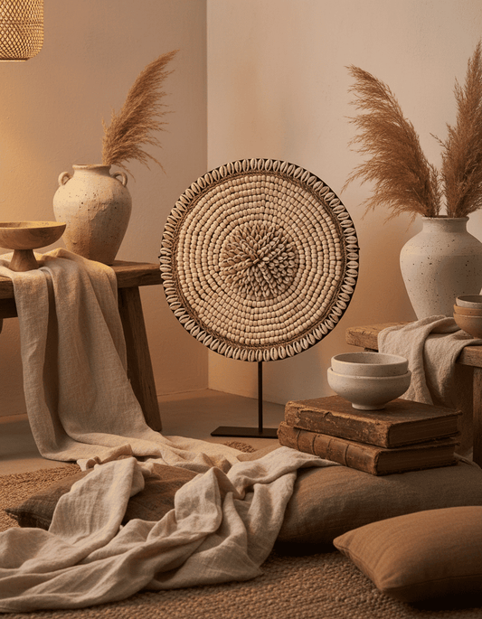 ANKASCHU | Natürliche Muscheln | Muschel „Martinique“ auf Ständer – Naturweiß