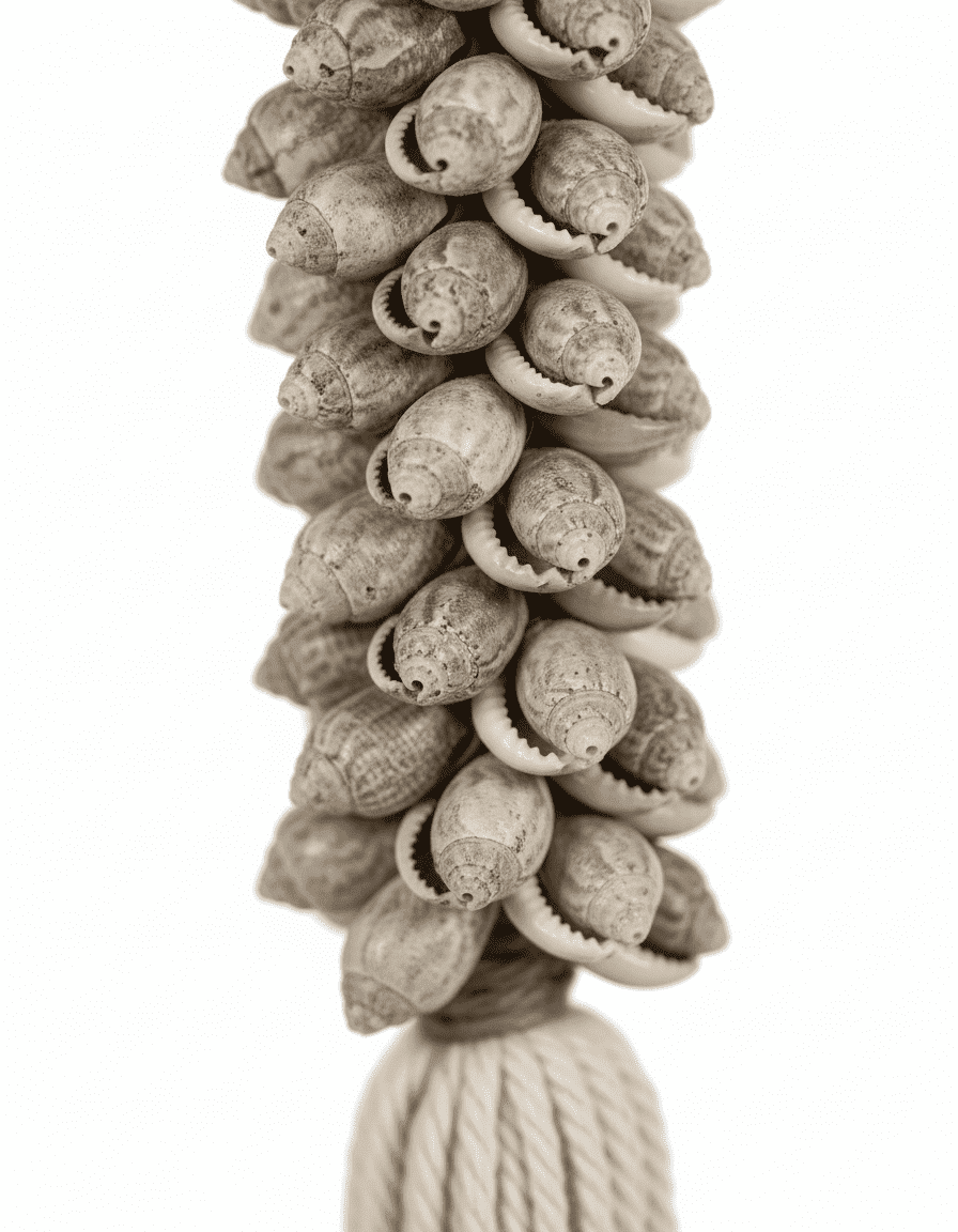 ANKASCHU | Muscheln & Baumwolle | Wanddeko „Muschelquaste“ – Grau