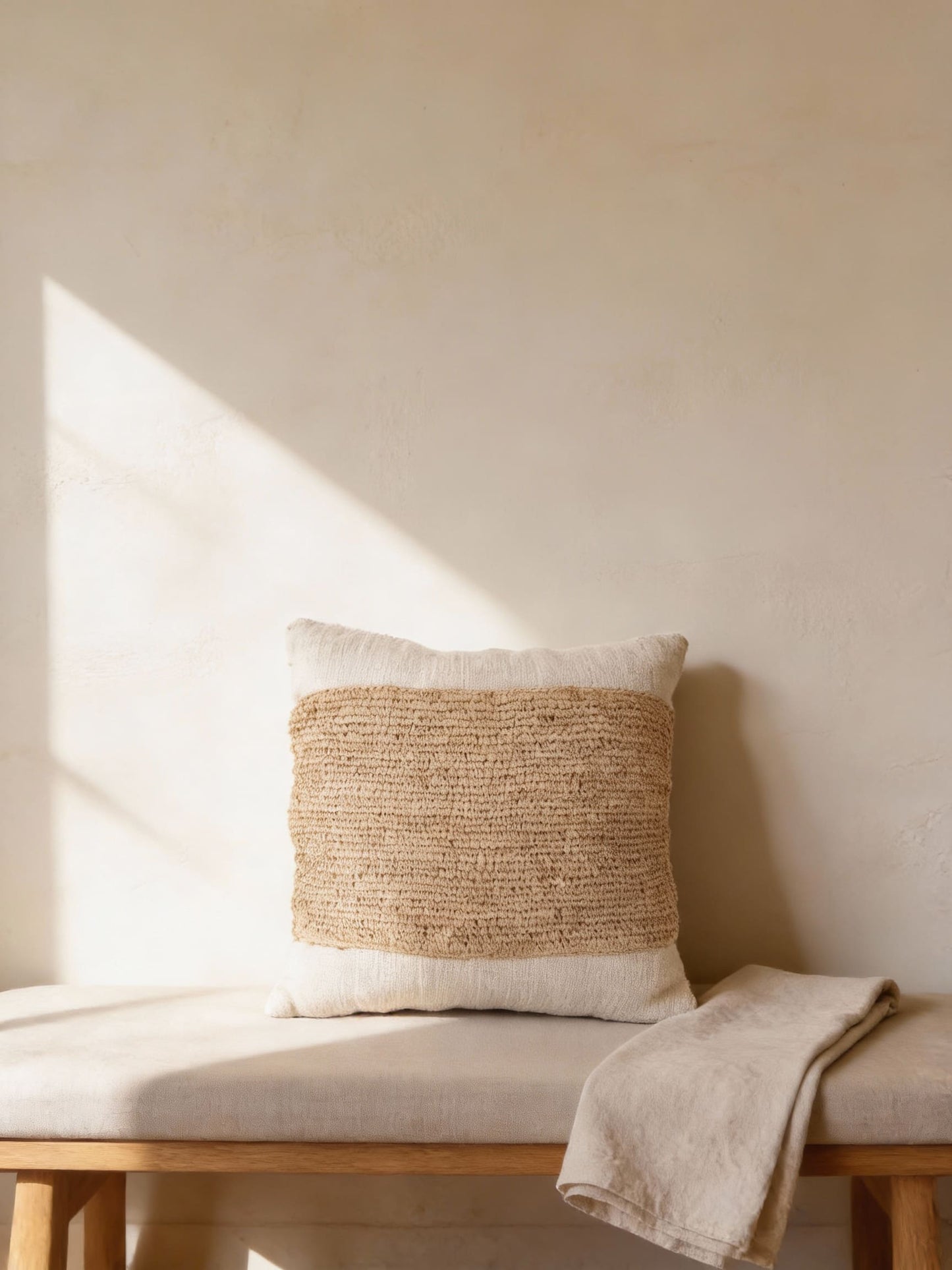 ANKASCHU | Raffia | Kissenbezug „Stempel“ – Natur