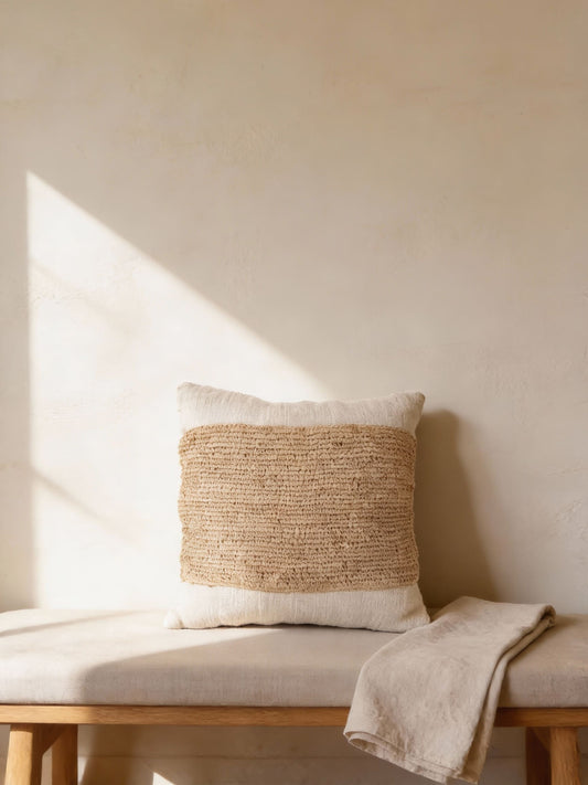 ANKASCHU | Raffia | Kissenbezug „Stempel“ – Natur