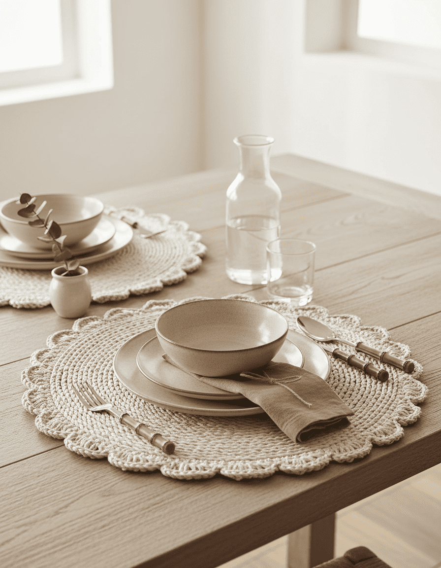 ANKASCHU | Makramee | Tischset „Hochzeit“ – Natur